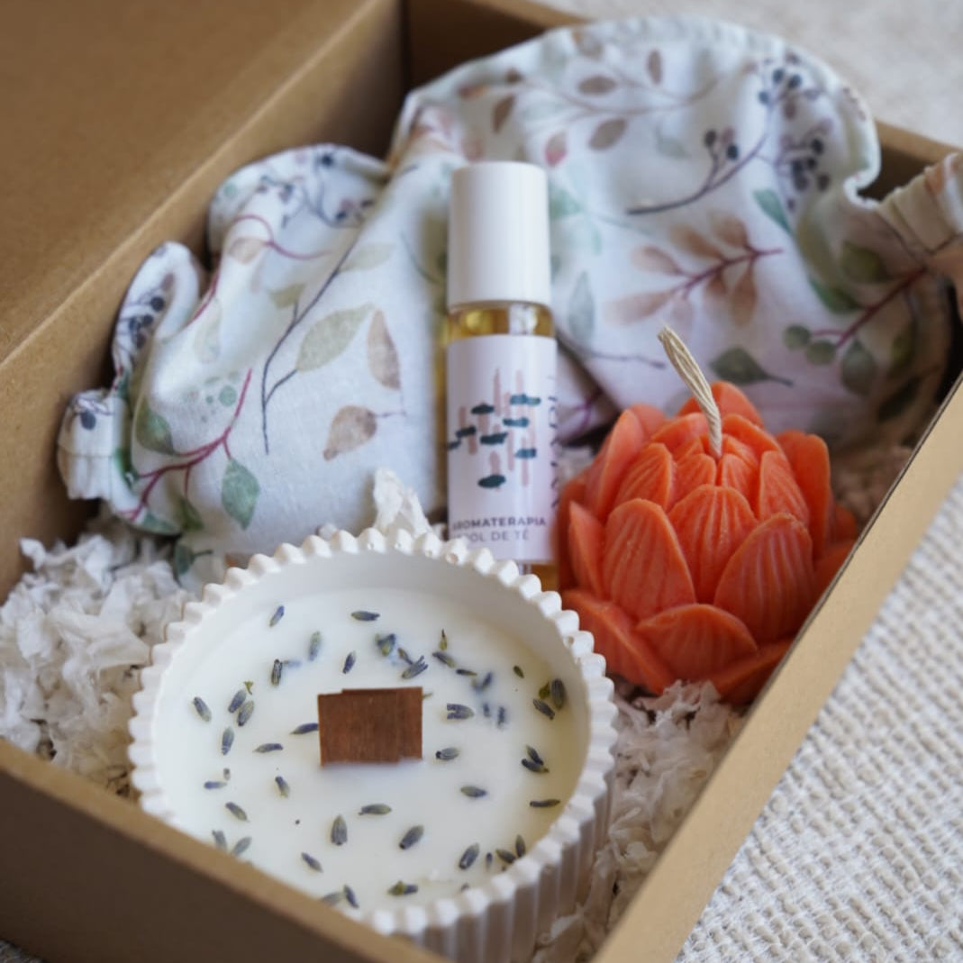 Ritual Gratitud | Aromaterapia + guatero + vela flor+ vela en recipiente
