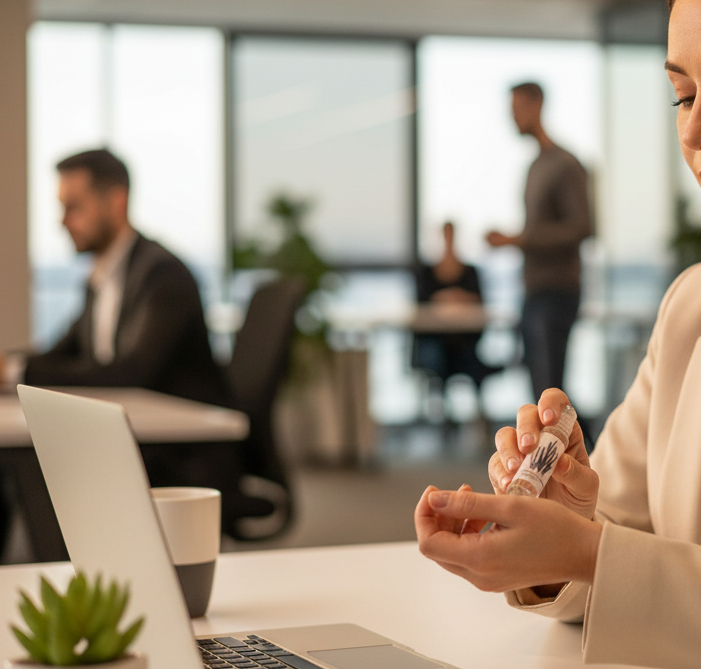 Pausa de aromaterapia en el trabajo - Close up