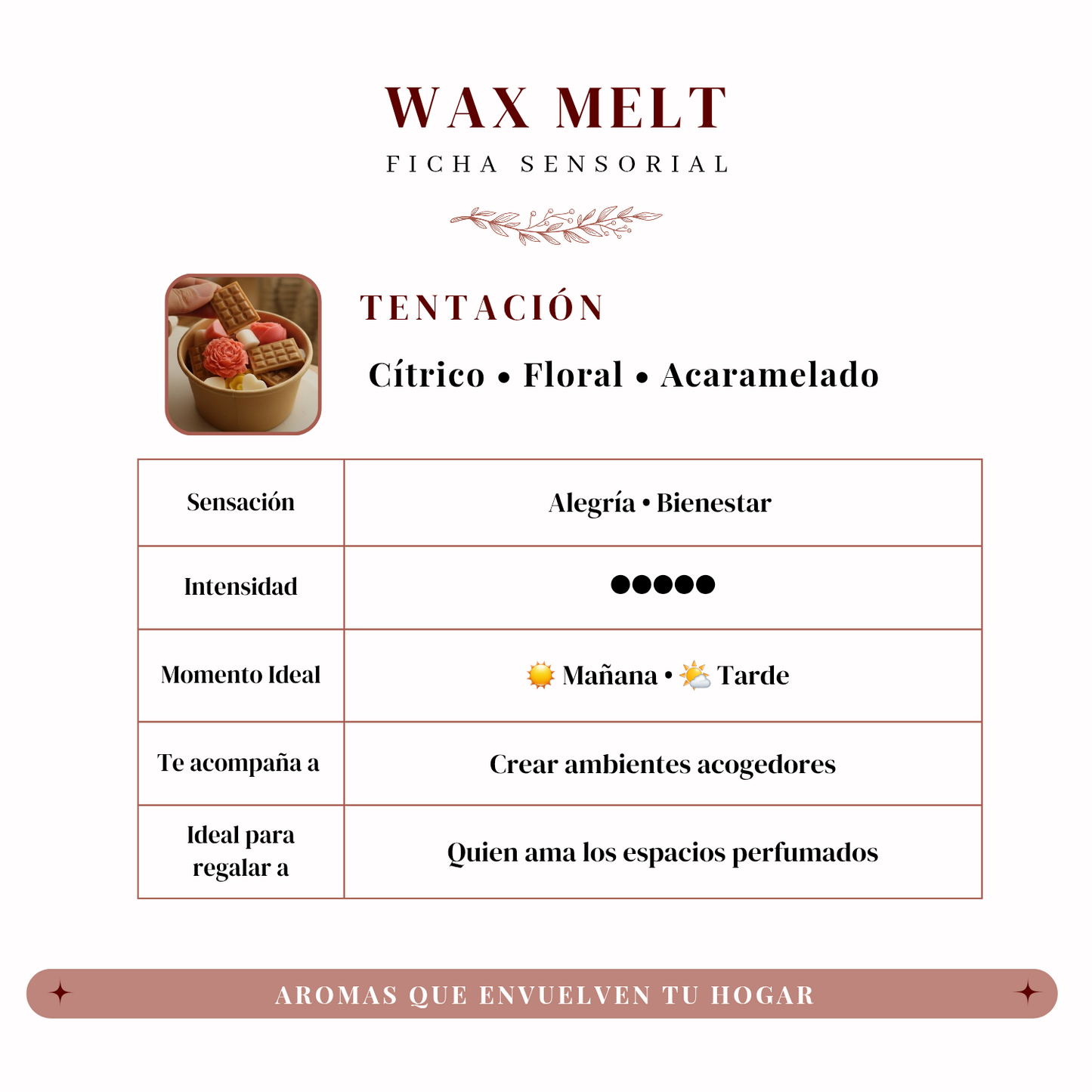 Wax melts Tentación | Derretir & Disfrutar | 100 grs de aromas surtidos