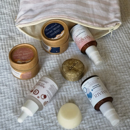 Ritual Explora| Sérum+Limpiador +Crema facial+Shampoo +Acondicionador mini +Cosmetiquero
