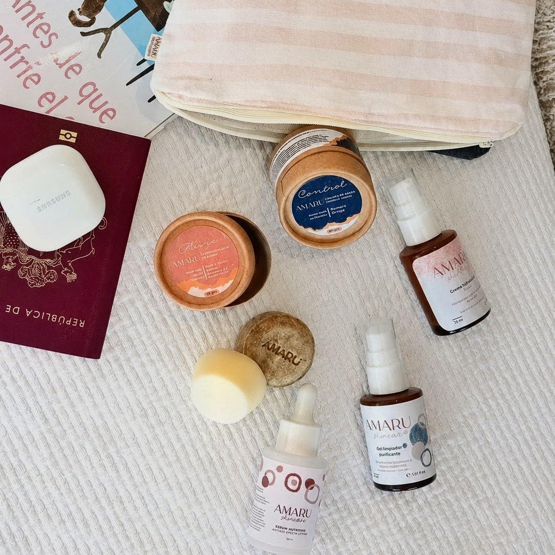 Ritual Explora| Sérum+Limpiador +Crema facial+Shampoo +Acondicionador mini +Cosmetiquero