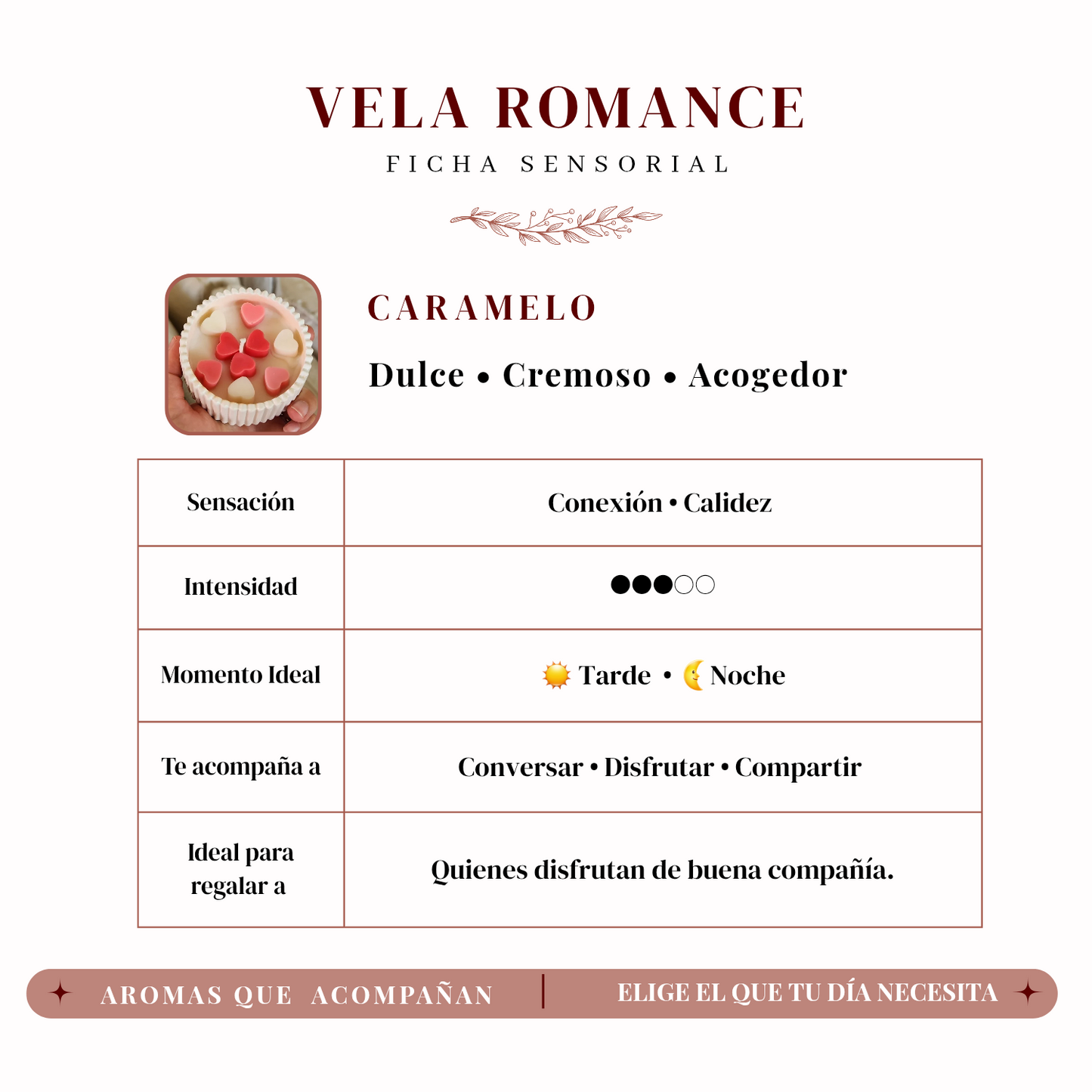Vela Romance | Aroma caramelo | 60 grs