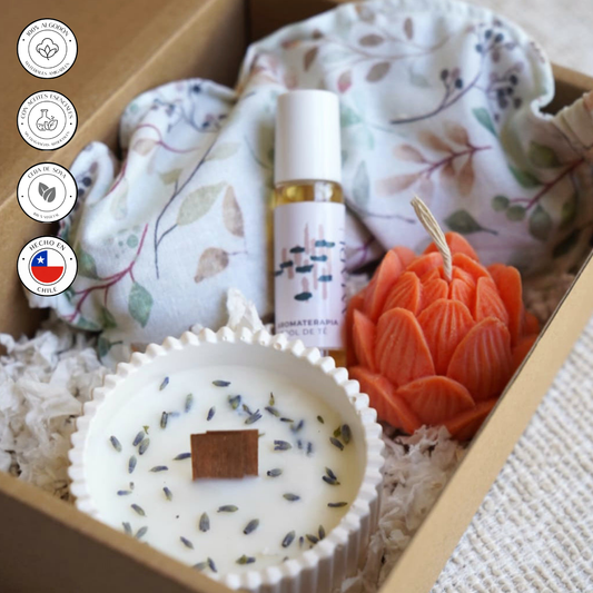 Ritual Gratitud | Aromaterapia + guatero + vela flor+ vela en recipiente